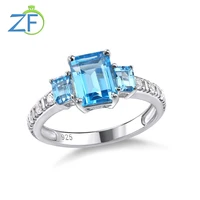 gz zongfa original 925 sterling silver trending ring for women natural blue topaz three gemstone 2 3carats fashion fine jewelry