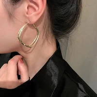 lats 2022 fashion design geometric double layer hoop earrings for women simple literary fan earring trendy jewelry party gift