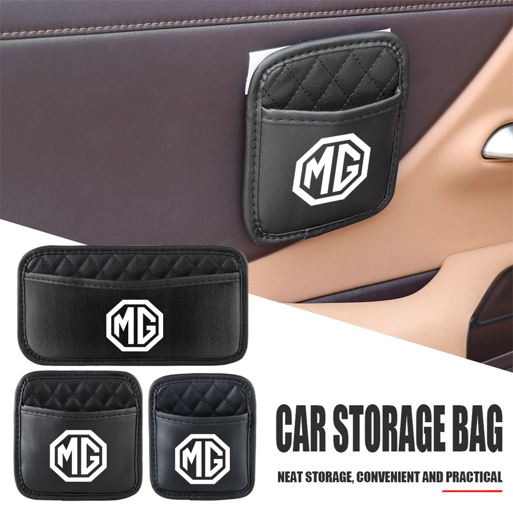 

Car Back Seat Storage Bag PU Leather Organizer Paste Pocket For MG ZS GS HS EZS MG5 GT MG6 MG7 350 Demio Universal Accessories