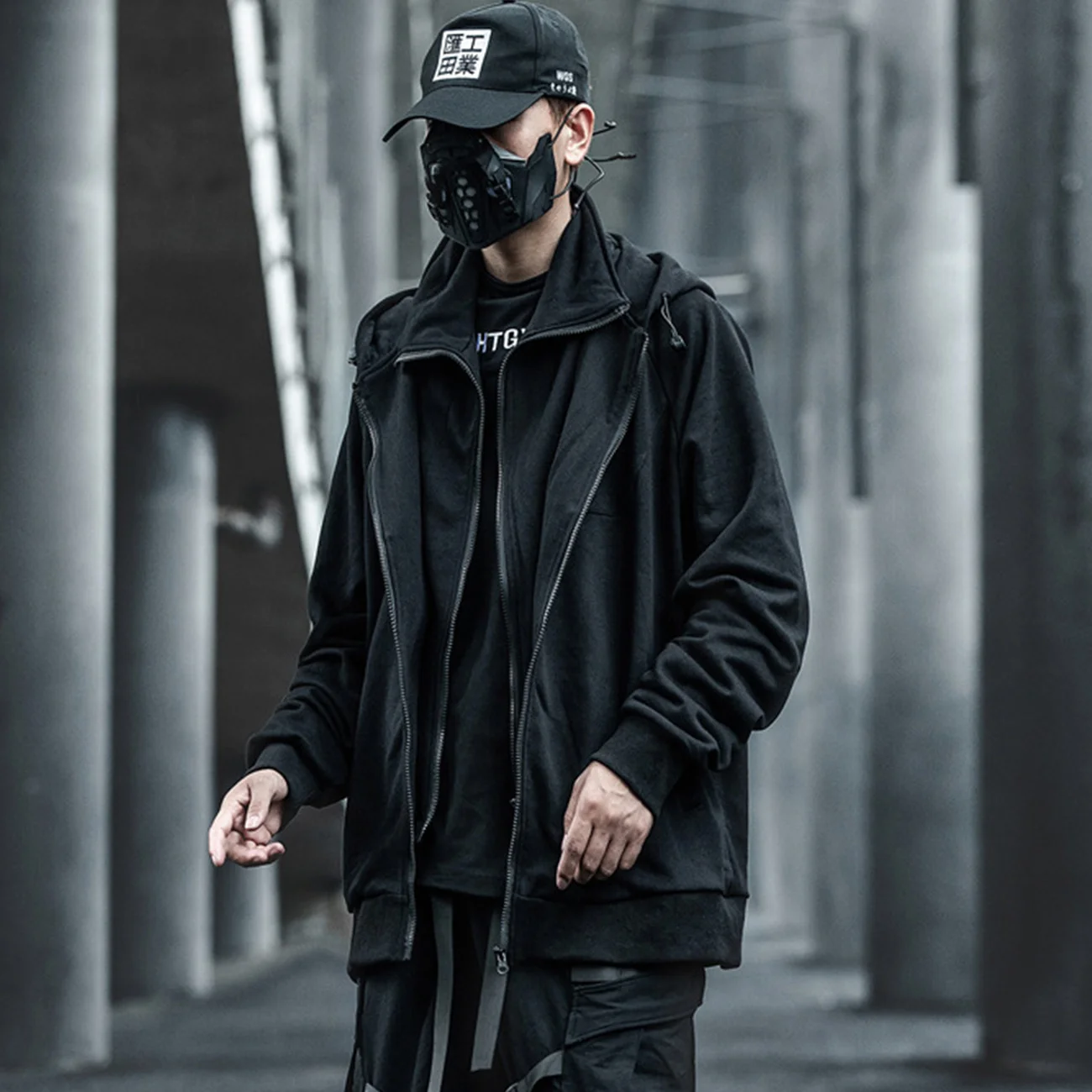 Two Fake Cargo Jackets Tactical Function Hooded Tops Streetwear Harajuku Embroidery Hoody Windbreaker Coats