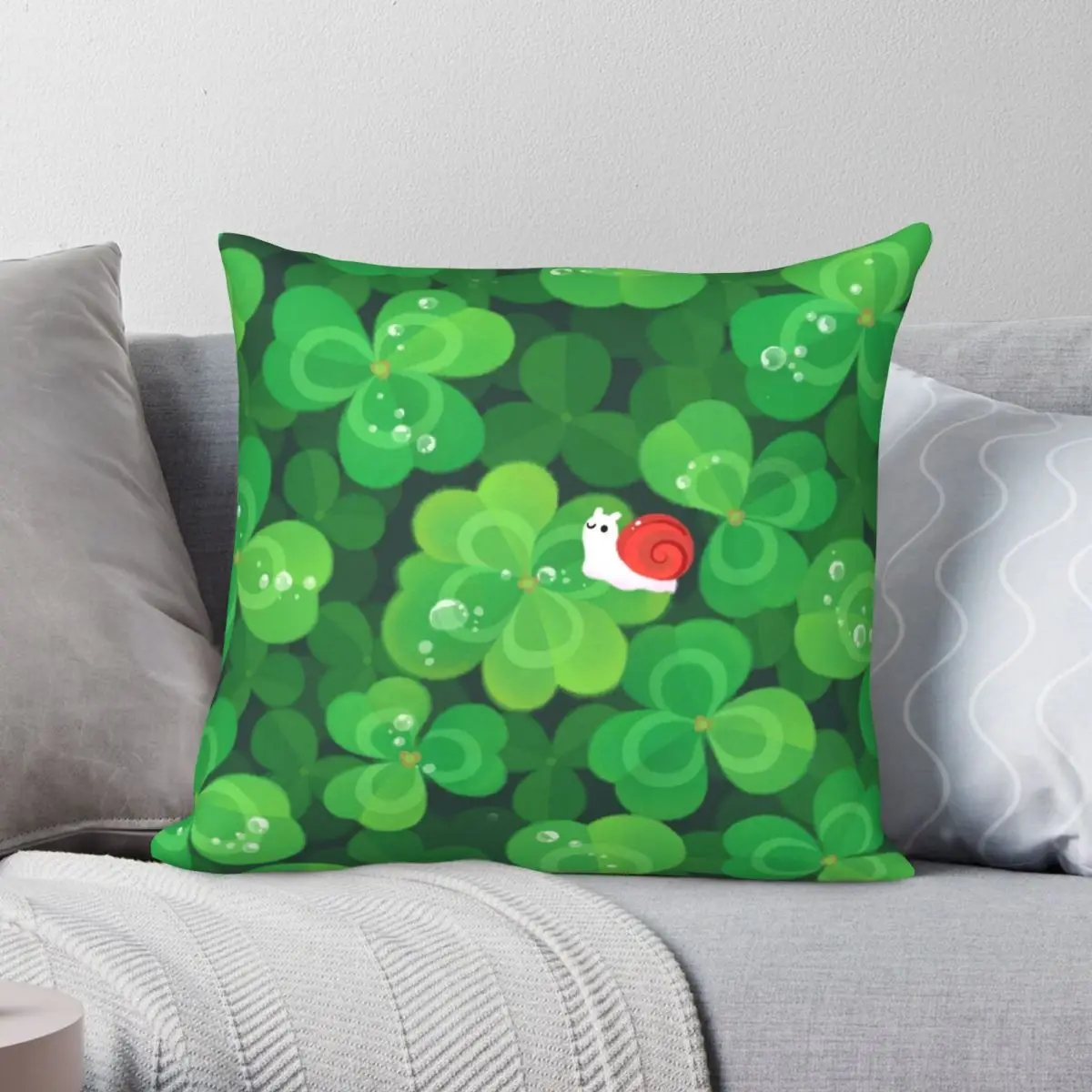 

Квадратная наволочка Happy Lucky с улиткой, наволочка из полиэстера и льна с бархатным узором, декоративная наволочка на диванную подушку