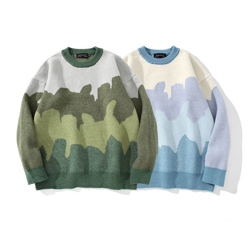 

Men's Knitted Pullover Sweater Japan Style Patchwork Oversize Fashion Knitwear Autumn Winter Casual Jumper Men's Clothing