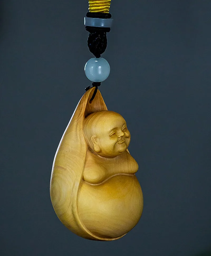 XS650-5 9 кулон Майтрейя фигурка Будды самшит резьба по дереву автомобильная сумка