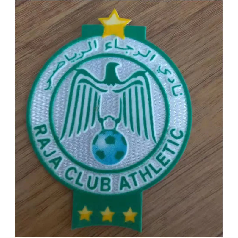 

Insignias de logotipo de equipo de fútbol de alta calidad, parches de Material Flocking，raja Casablanca Patch badge