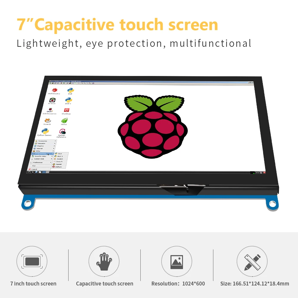 Raspberry Pi Screen KEPIFO Touchscreen Monitor IPS/TN 1024×600 Responsive Capacitive Touch Dual Built-in Backlight HDMI Input |