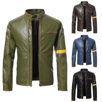2022 new european and american mens wear used motorcycle leather jacket mens youth stand collar punk leather jacket