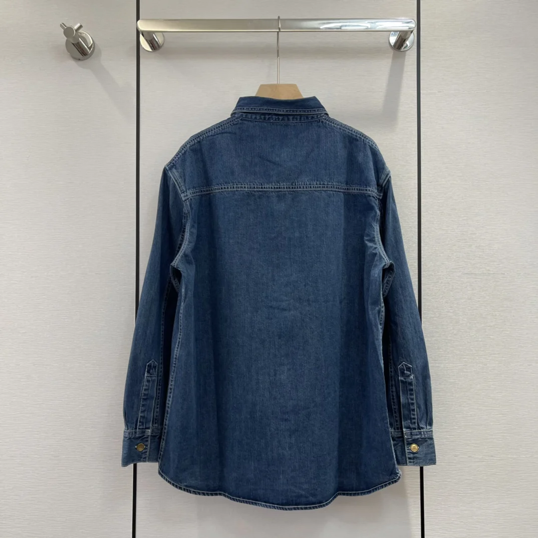 

Высококачественная джинсовая рубашка с длинным рукавом, пальто для женщин, повседневное хлопковое пальто с лацканами, осень 2022, винтажная п...