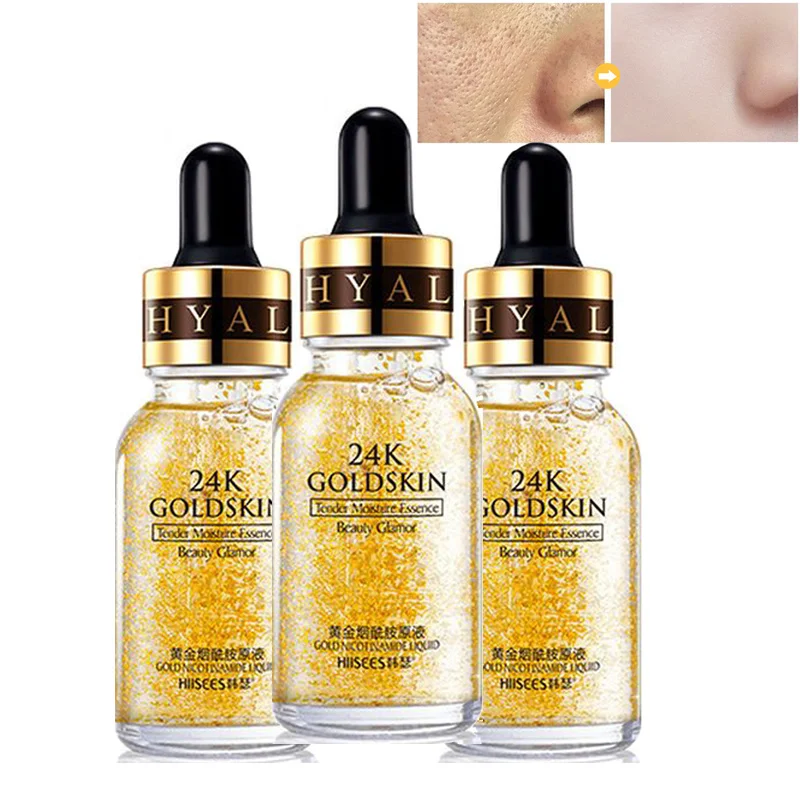 

3PCS 24K Gold Face Whitening Serum Hyaluronic Acid Acne Remove Cream Bright Moisturizer Essence Anti Aging Wrinkle Skin Care
