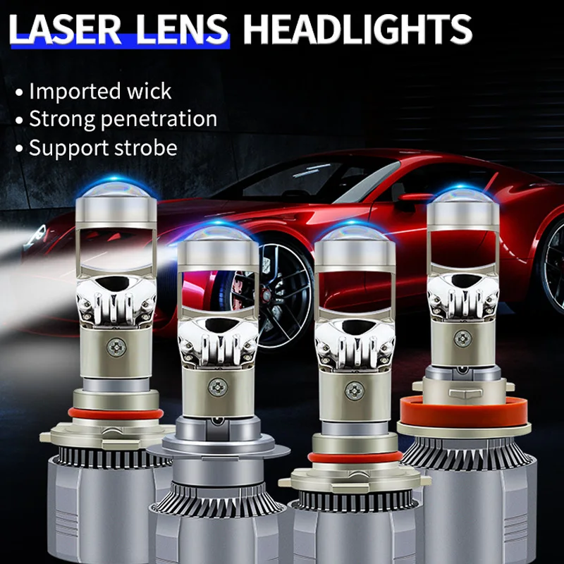 

Super Mini H4 H7 Fog lamp LED Laser Projector Lens Headlight 60W H11 H8 H9 9005 9006 9012 Bright with Canbus For Car Motorcycel