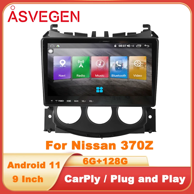 Автомобильный радиоплеер для Nissan 370Z 9 дюймов Android 11 с беспроводным GPS Навигатором
