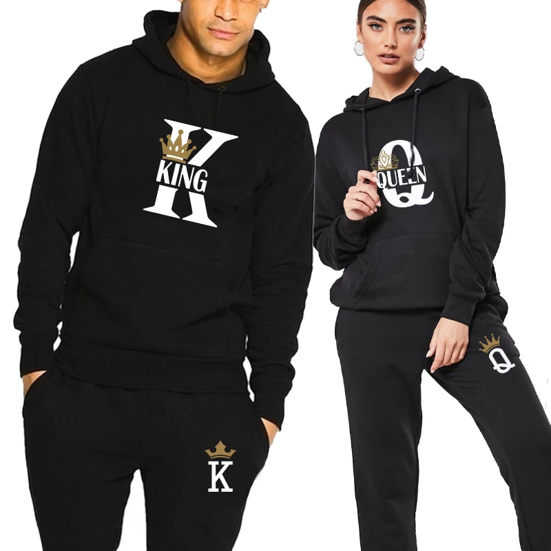 Спортивный костюм для пар на осень и зиму комплект из 2 предметов с капюшоном