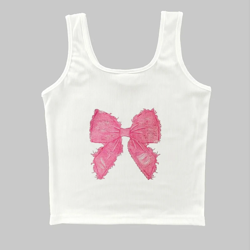 Модный милый вязаный жилет без рукавов с принтом для девочек женский укороченный