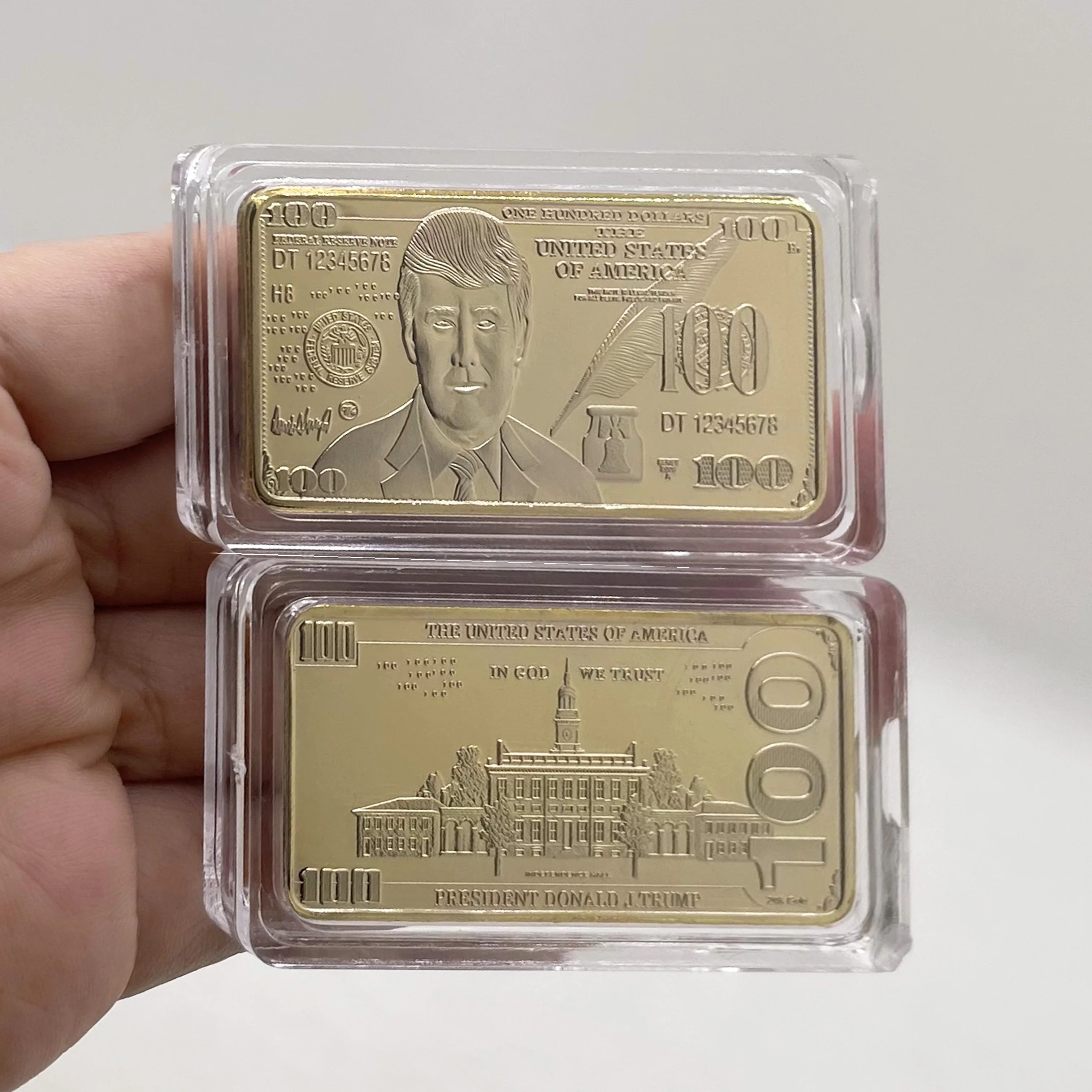 

America Trump Bullion Bar US President 100 Dollar Gold Bar Collectible Coin Original Currency Souvenir Gift Commemorative Coins