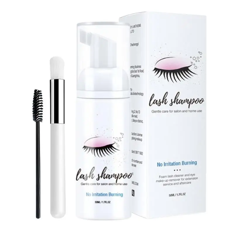 

Eyelash Extension Shampoo 1.69 Fl.oz Eyelid Foaming Cleanser Lash With Mascara Wand And Brush Lash Shampoo Oil Paraben And