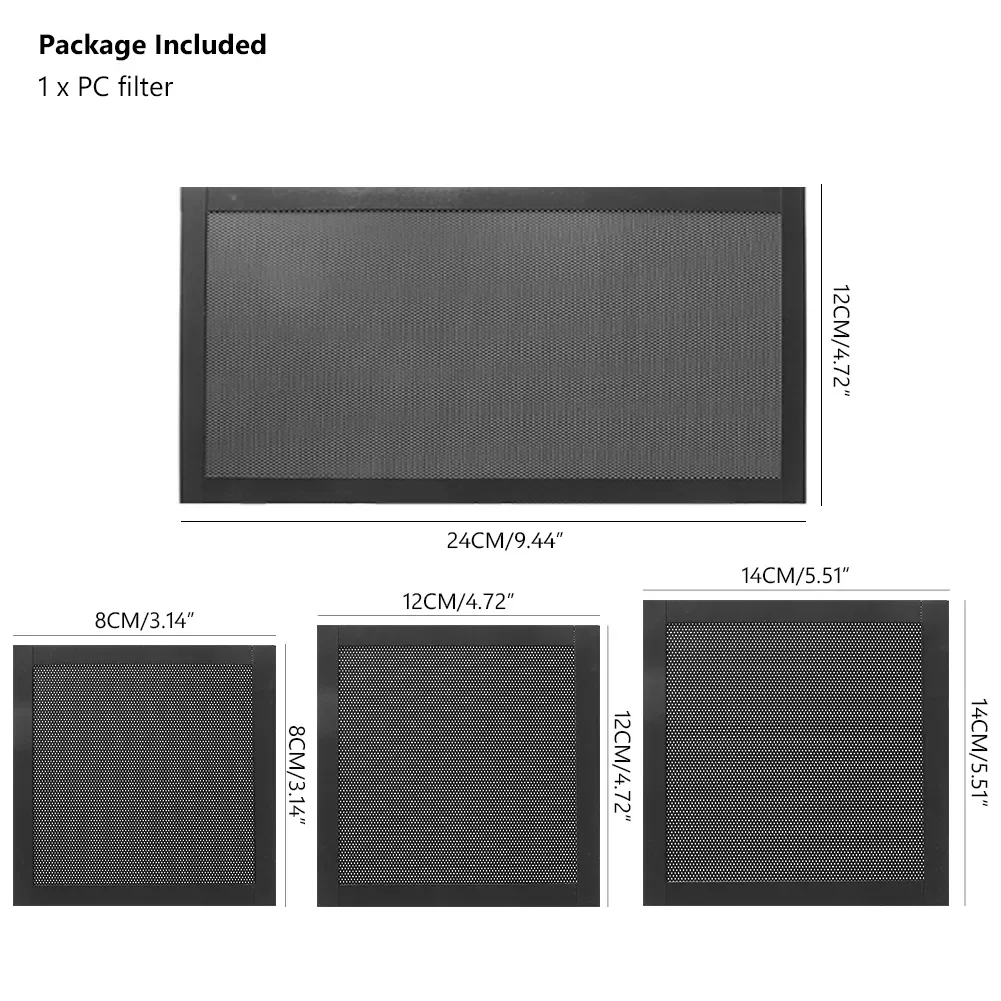 

14x14 12x24cm Computer PC Case Cooling Fan Dust Filter Mesh Net Cover Computer Guard PVC cooling fan antidust net