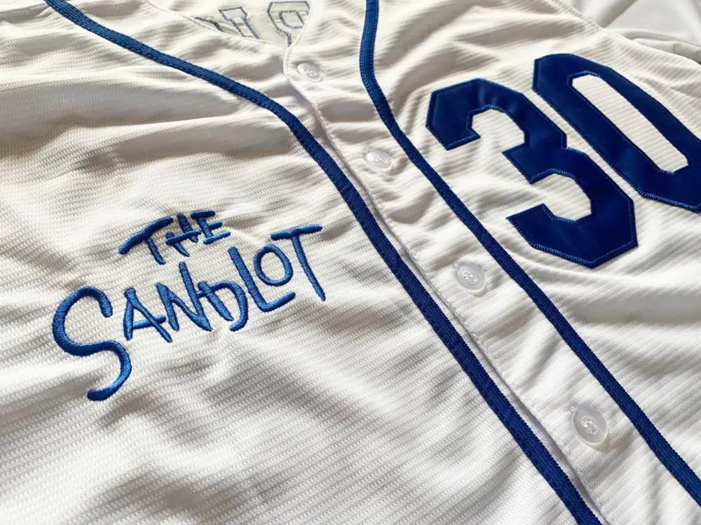 BG baseball jerseys THE Sandlot 30 ROORIGUEZ jersey Outdoor sportswear Embroidery sewing white blue font Hip-hop Street culture