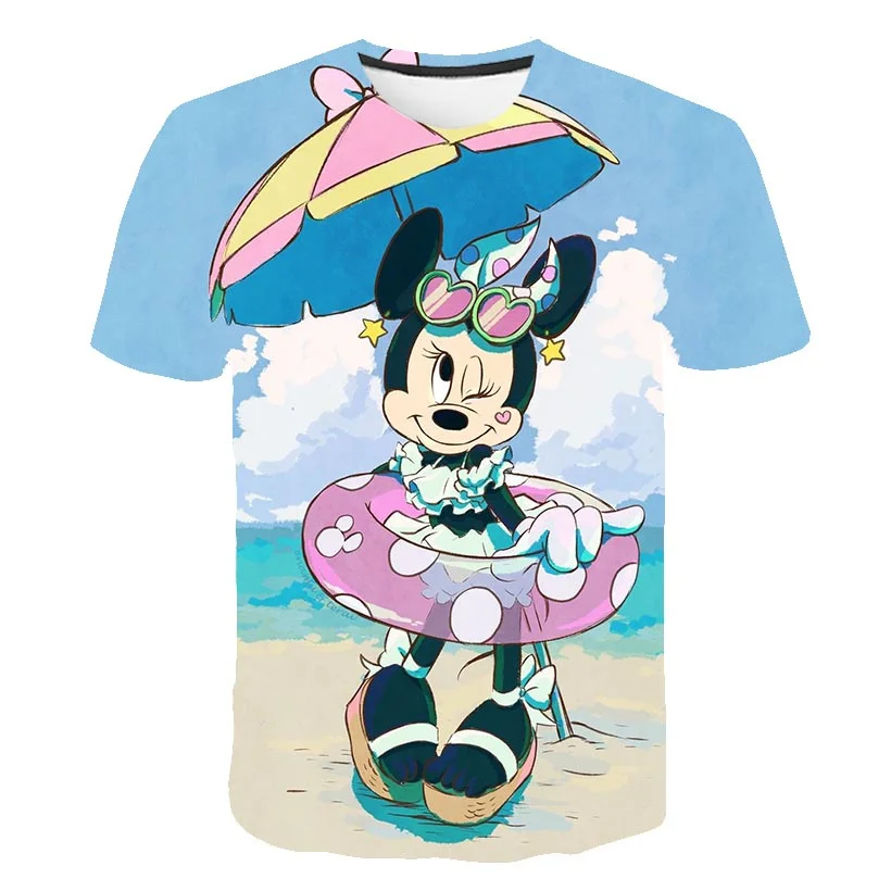 

Pretty Girls T shirts Summer Clothes Children's Disney Classic Cartoon Mickey Mouse Minnie pattern Printing Girl Cute T shirts