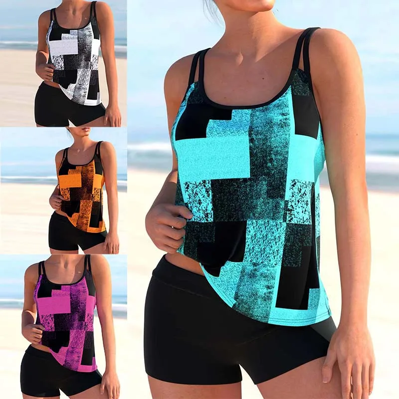 

S-4XL Bikini 2022 Women Beachwear Swim Tankini Monokini Swimwear Bathing Suit Two Pieces Swimsuits Plus Size Printed Tankinis