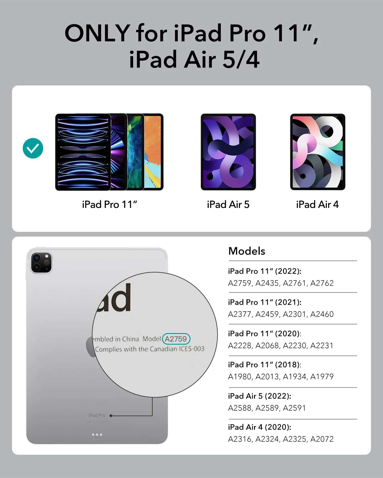 Фото Чехол-клавиатура ESR Magic Keyboard для iPad Pro 11 дюймов (4-го/3-го/2-го/1-го поколения) с немецкой раскладкой, также подходит для iPad Air 4 и Air 5 №2