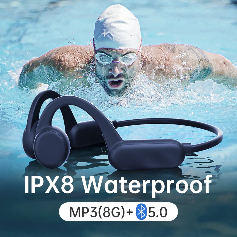 For Iphone Xiaomi Bone Conduction Bluetooth Earphone Wireless Swimming IPX8 Waterproof Headphone With 8G Memory MP3 Music Mic