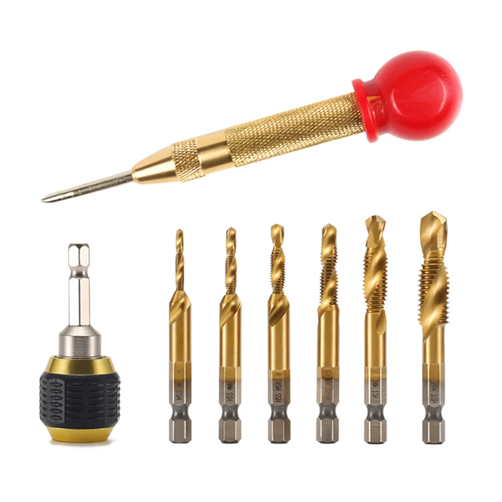 

Tap Drill Bit Woodworking Drilling Glass Window Center Punch High-speed Steel Quick Change Combination Replaceable Adapter