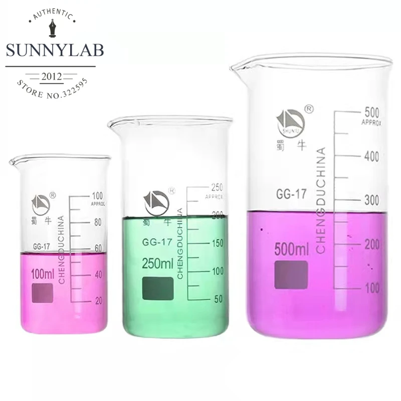 

1Pcs 50ml to 2000ml Tall Form Glass Beaker Chemistry Laboratory Borosilicate Glass Transparent Beaker Thickened with spout