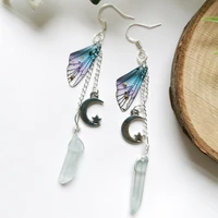 moon fairy crystal earrings butterfly wings earrings quartz crystal earrings womens party gifts valentines day jewelry