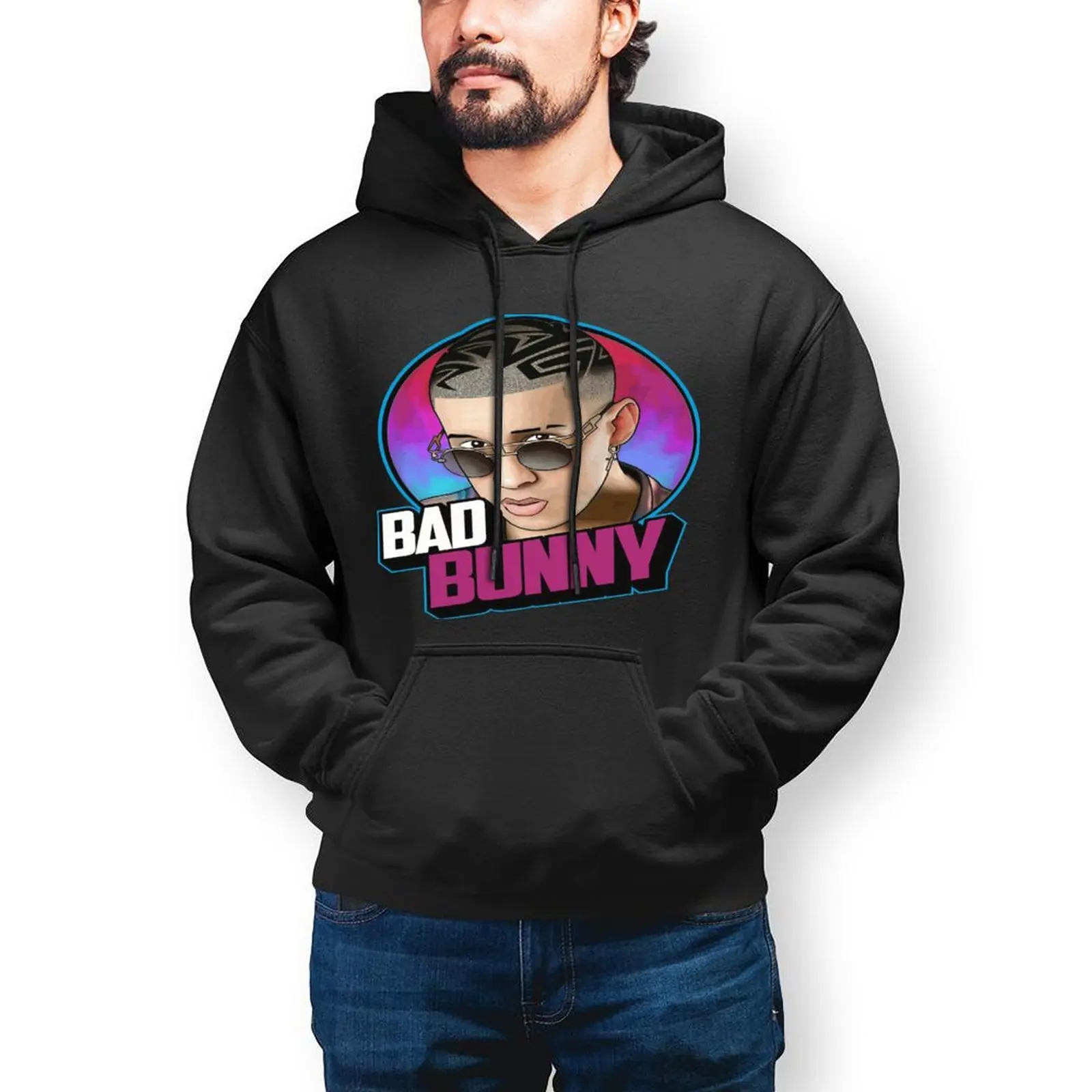 

Повседневные толстовки Bad Bunny в стиле Харадзюку, хлопковая рубашка с капюшоном, зимний Свободный пуловер большого размера с длинным рукавом, толстовка, подарок на день рождения