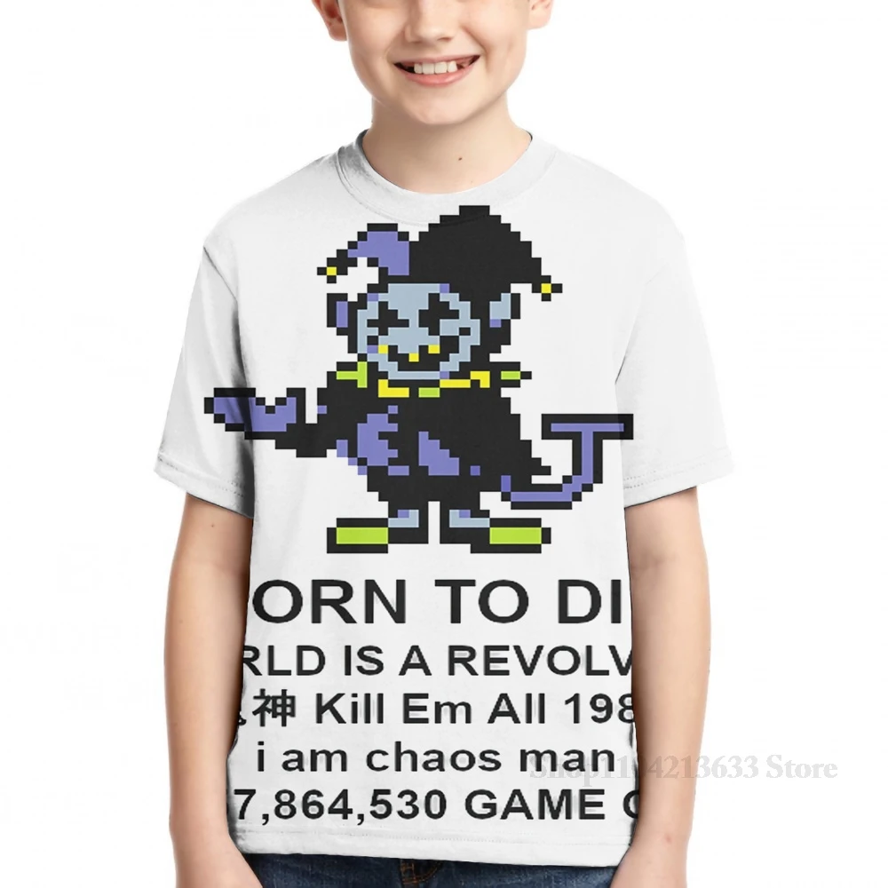 Мужская футболка с принтом Jevil Born to Die Deltarune женская модная для девочек топы