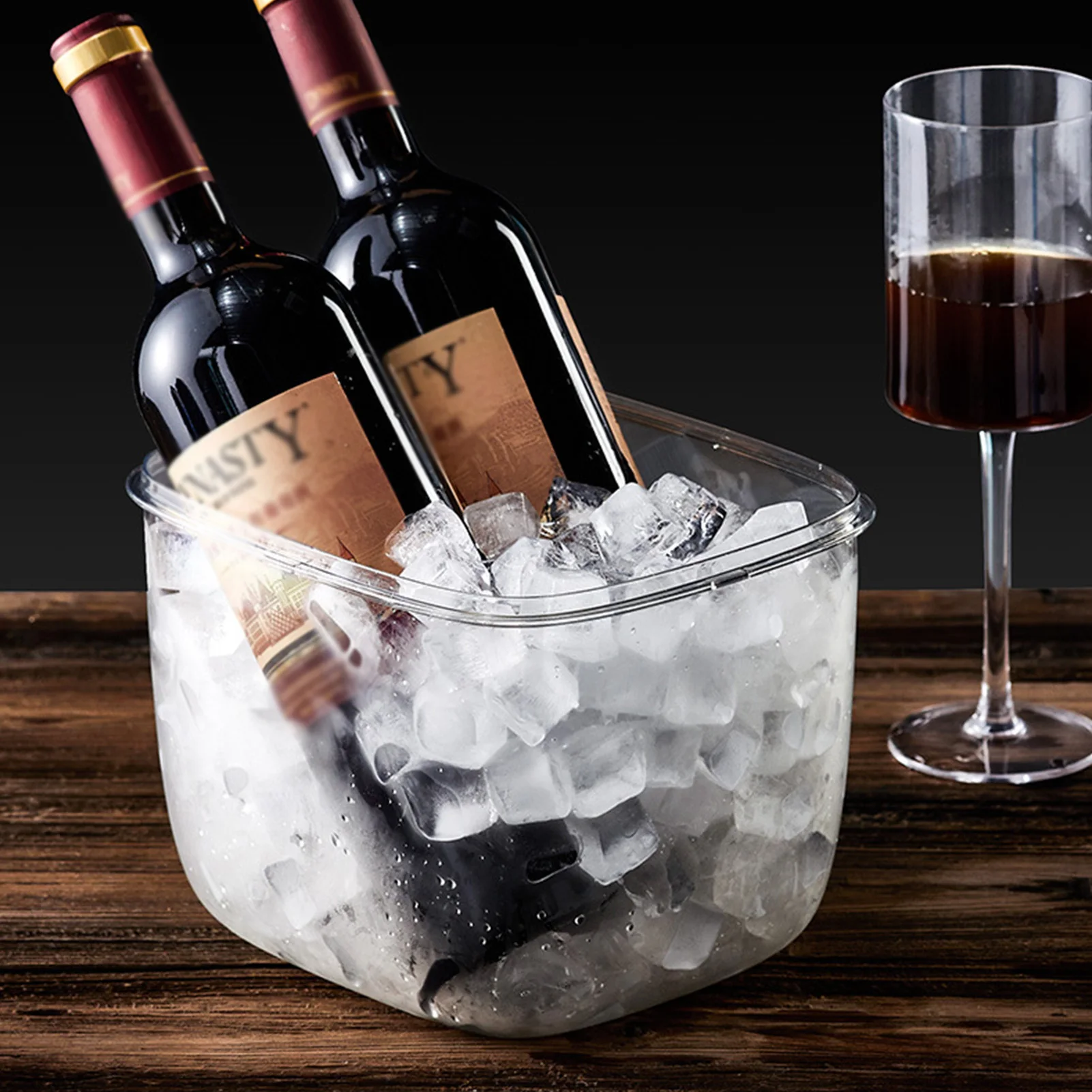 

Портативное утолщенное прозрачное ведро для льда, простое, для домашних или уличных напитков, пива, красного вина, охлажденное ведро для хранения
