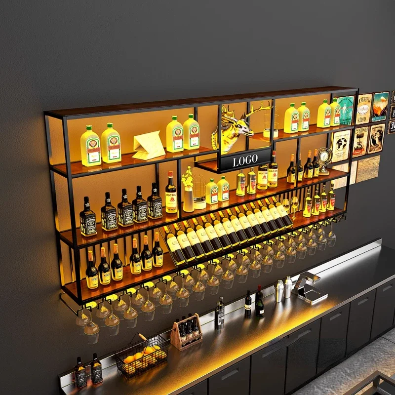 Подвесные металлические настенные винные стеллажи современные подвесные для