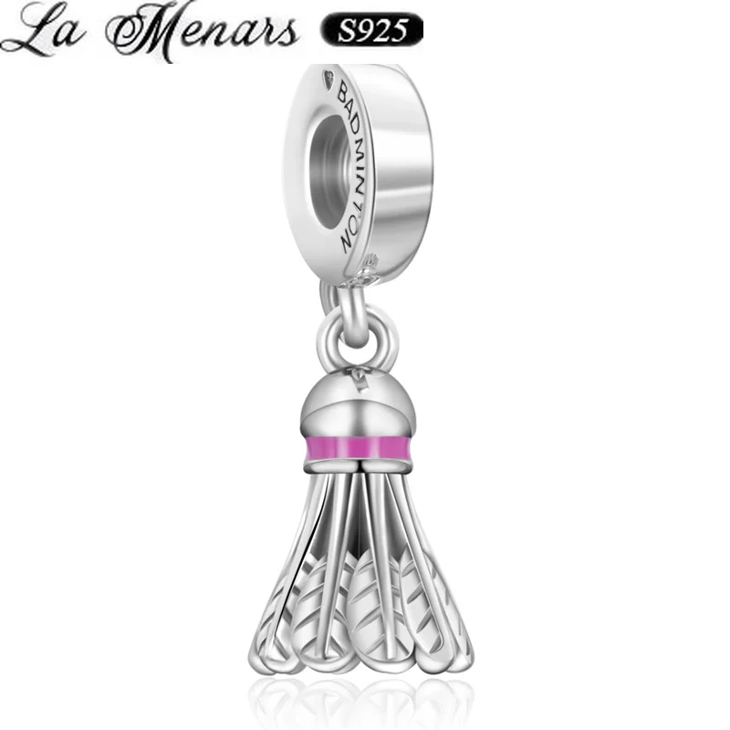 

Love Badminton Dangle Charms Fit Original Brand Charm Bracelet Genuine Silver Plating For Women Jewelry DIY Making