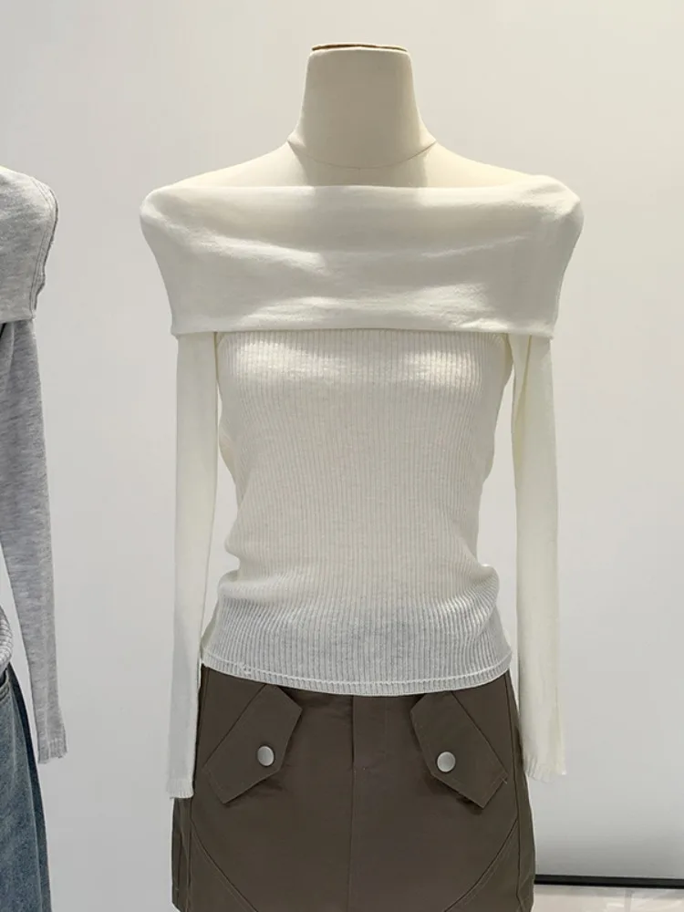 Французский с открытыми плечами и длинными рукавами. Внутренняя одежда. Базовый