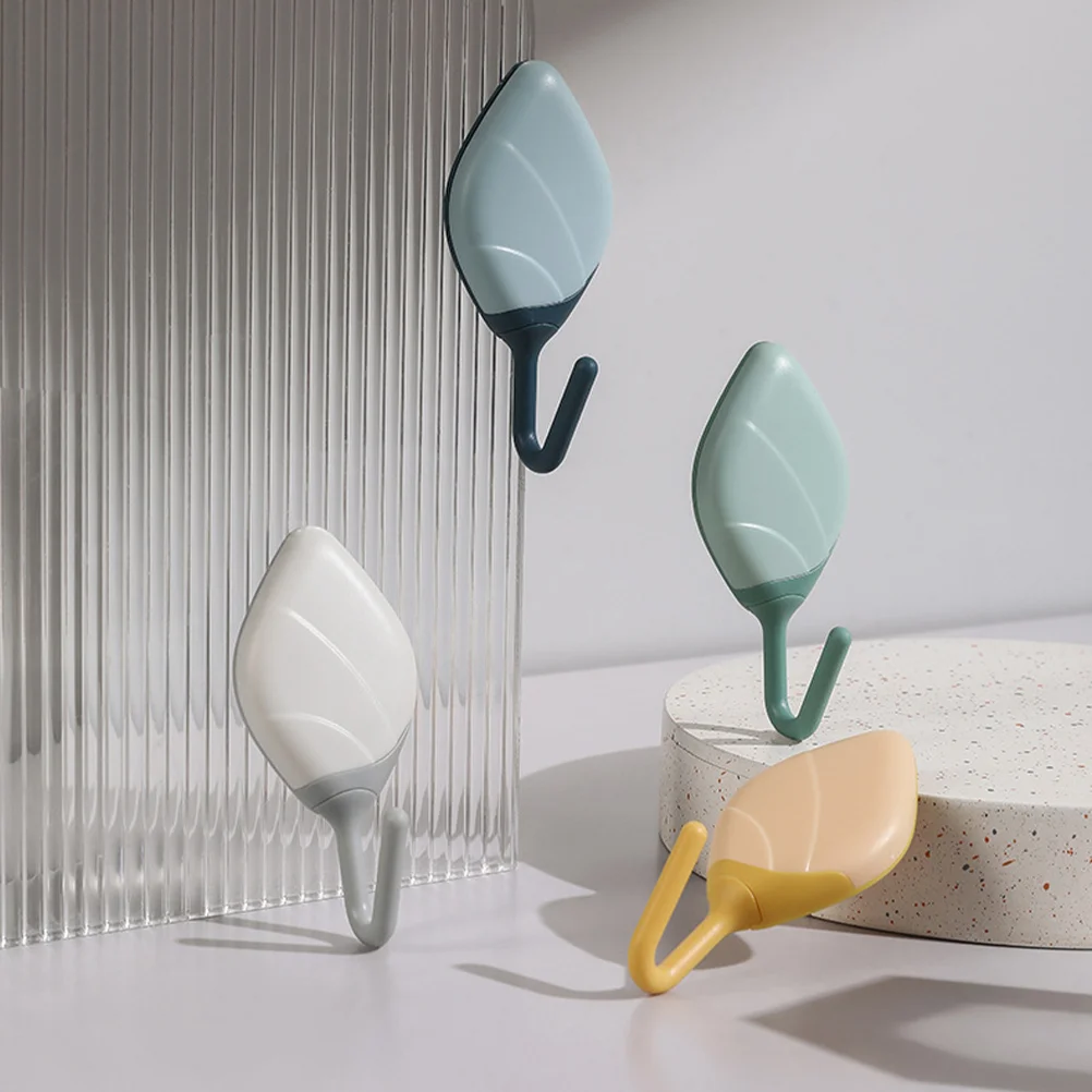 

8pcs Leaf Design Self Adhesive Wall Hooks Hanging Keys Hooks Towels Purses Hats Caps Storage Hooks