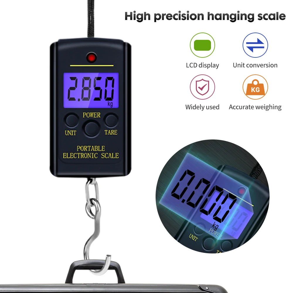 

Digital Scale 40kg x 10g Mini Electronic Hanging Fishing Luggage Balanca Portable Digital Handy Pocket Weight Hook Scale