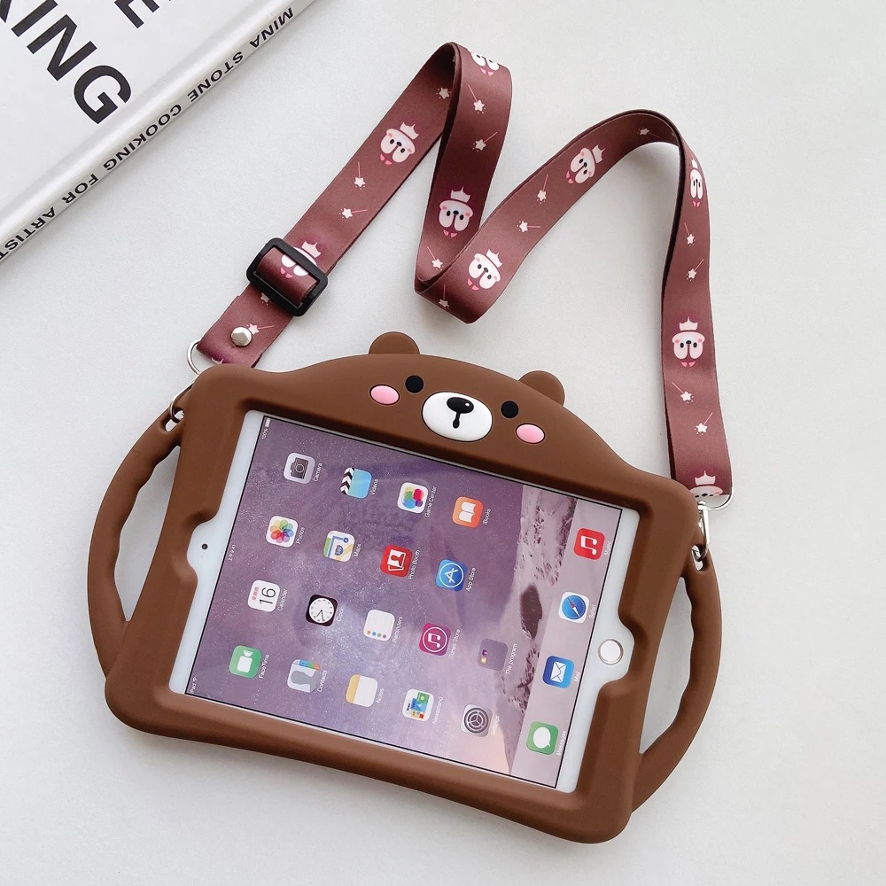 

Kids Case For iPad 9.7 5th 6th 2017 2018 Soft Silicon Cover for iPad 10.2 7th 8th Gen Mini 5 4 3 2 Air 2 PC Stand Handle Funda