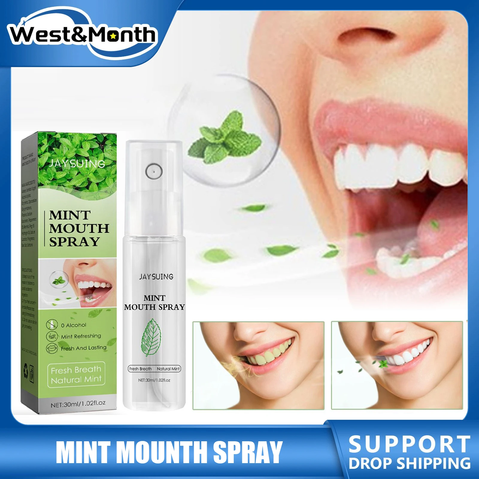 

Breath Freshener Spray Mint Mouth Spray Fresh Breath Remove Oral Odor Bad Breath Kissing Fragrance Deodorant Lasting Portable