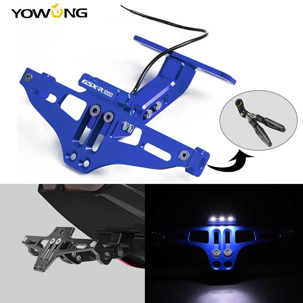 

Motorcycle Adjustable Rear License Plate Mount Holder with Turn Signal Light For SUZUKI GSXR1000 GSX R1000 GSX-R1000 2001-2019