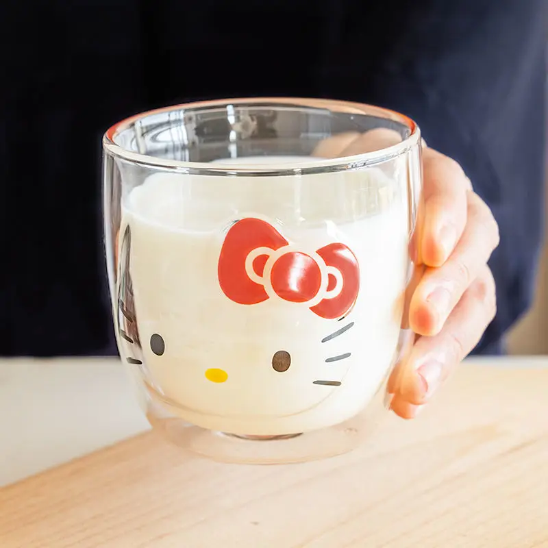 

Hellokitty Double Layer Glass Cup Girls' Milk Breakfast Cup Good-looking Non-Collision Drinking Water Household