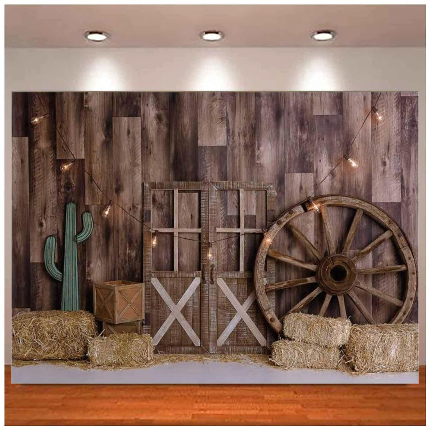 

Fall Farm Door Photography Backdrop Rustic Warehouse Barnyard Background For Old Western Cowboy Children Birthday Party Decor