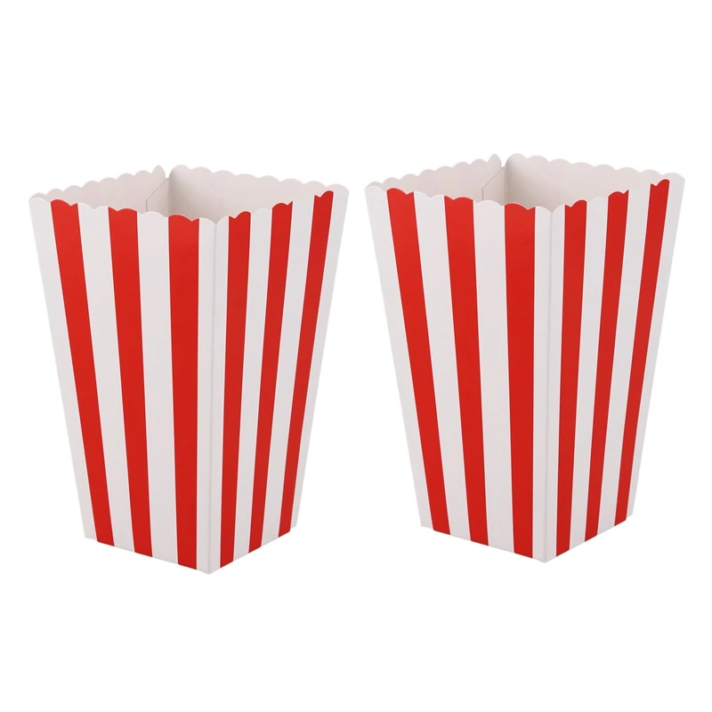 

24 Cinema Stripes Treat Party Small Candy Favour Popcorn Bags Boxes,Red