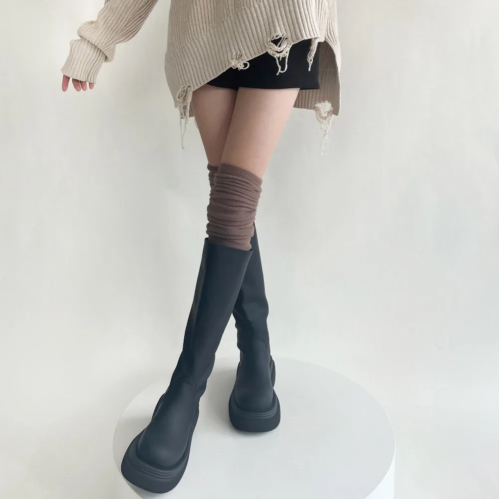 Высокие гольфы повседневные теплые леггинсы выше колена хлопковые высокие носки