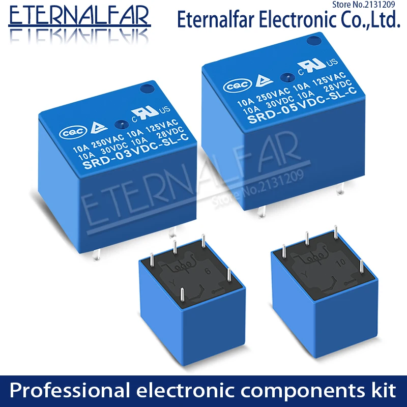 SRD-03VDC-SL-C Time реле DC 10A 125V 250V AC 5V 6V 9V 12V 24V 48V SPDT NO Typc A 4PIN SPDT аналогичный PC C 5PIN PCB T73