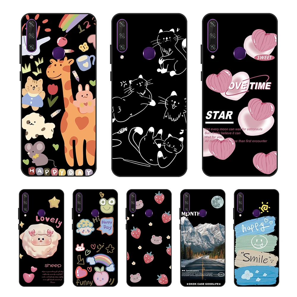 Чехол для Huawei Y6p милые роскошные черные чехлы телефонов из ТПУ противоударный