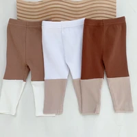 2022 autumn new baby cotton leggings ribbed infant patchwork leggings girls boys casual pants children trousers kids clothes