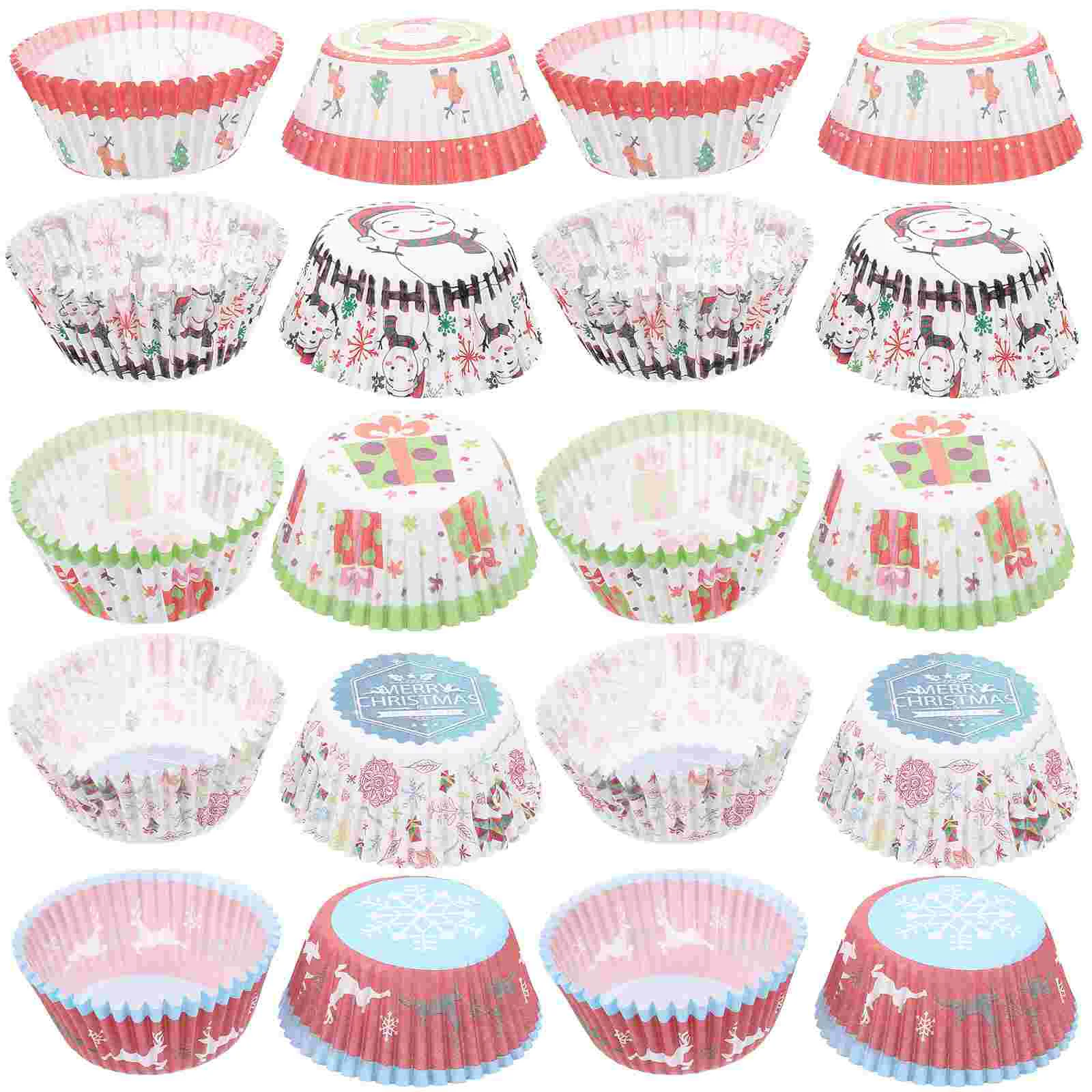 

500Pcs Christmas Themed Cupcake Baking Holders Food-grade Paper Muffin Wrappers Cake Cups
