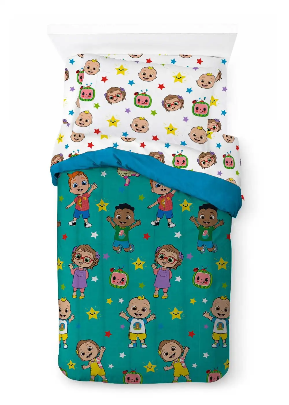 

Cocomelon JJ and Friends Kids Twin Bed-in-a-Bag Set, 86 x 64, Microfiber, Green, Moonbug
