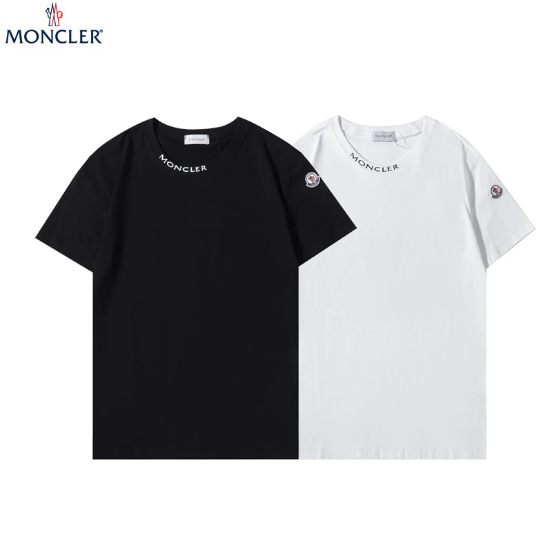 Moncler летняя новая модная сто Простая мужская футболка с круглым вырезом и