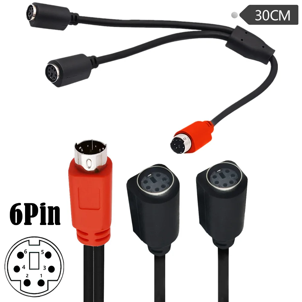 Mini DIN6 MDIN6 1 штекер на 2 гнезда Y-line PS/2 кабель для клавиатуры и мыши 6-контактный