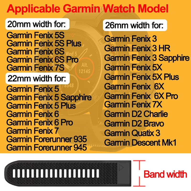 Ремешок быстросъемный для Garmin Fenix 3 5 5X 5S Plus 6 6X 6S Pro 7 7S 7X 935 26 мм 22 20 | Электроника
